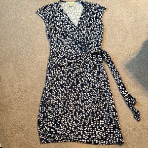 Lark & Ro Navy and White Patterned Dress